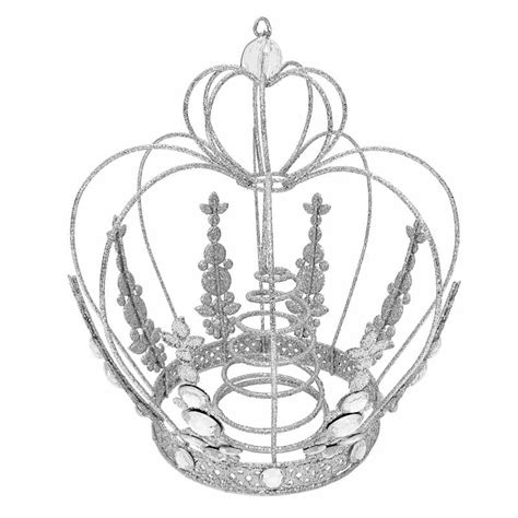 Silver Glittered Crown Tree Topper 9.1in | Christmas Indoor Decoration ...