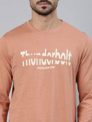 Classic Polo Men's Full Sleeve Brown Crew Neck Slim Fit Printed Cotton