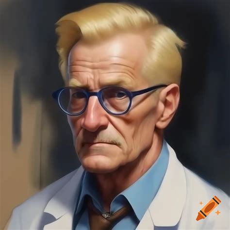 Concept art portrait sketch of middle-aged german scientist with blonde ...