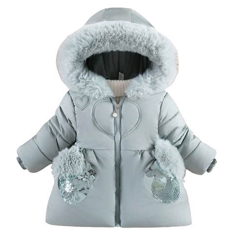 Baby Boy Girl Winter Coats Jacket Hooded Lining Warm Outwear Padded ...