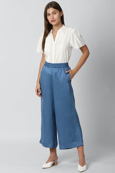 Buy Women Blue Solid Casual Regular Fit Trousers Online - 689901 | Van ...