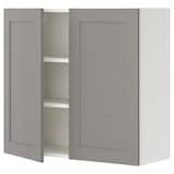 ENHET wall cb w 2 shlvs/doors, white/grey frame, 80x32x75 cm (311/2x125 ...
