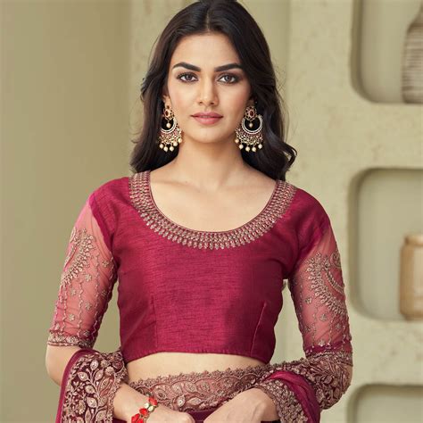 Wine Sequins Embroidered Georgette Saree