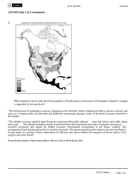 Apush periods 1 2 study guide - AP U. HISTORY Test Booklet AP U ...