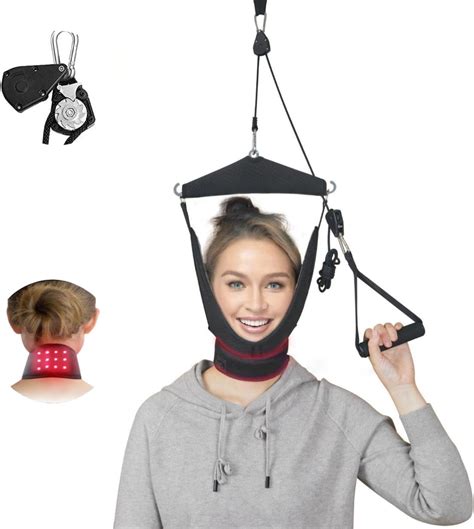 Amazon.com: Neck Stretcher,Cervical Neck Traction Device Over Door for Home use,Red Light ...