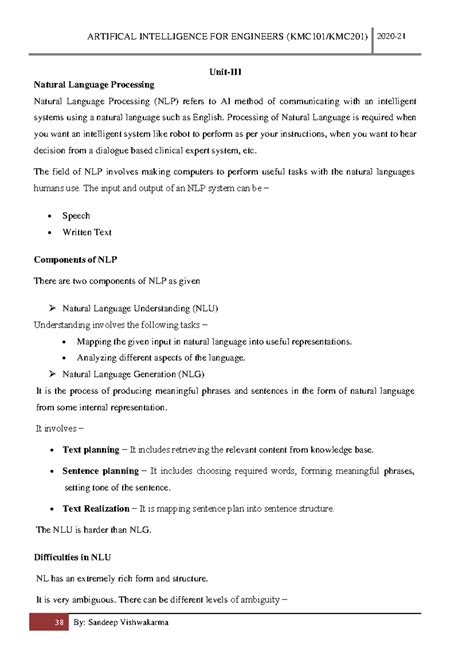 UNIT-5 Natural Language Processing Notes on AI Concepts - Studocu