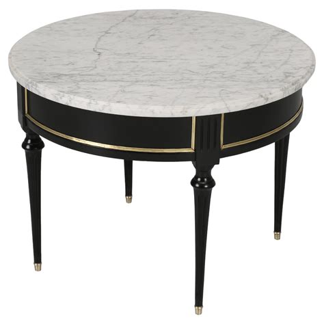 Vintage French Louis XVI Style Round Coffee Table Ebonized Finish ...