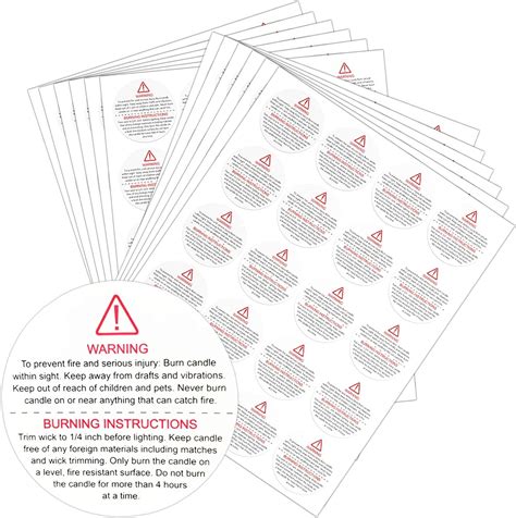 Buy 200 PCS Candle Warning Labels Stickers, 1.5 inch Round Candle Jar ...
