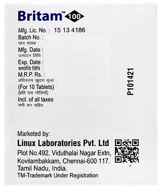 Britam 100 MG | Order Britam 100 MG Tablet Online at Truemeds