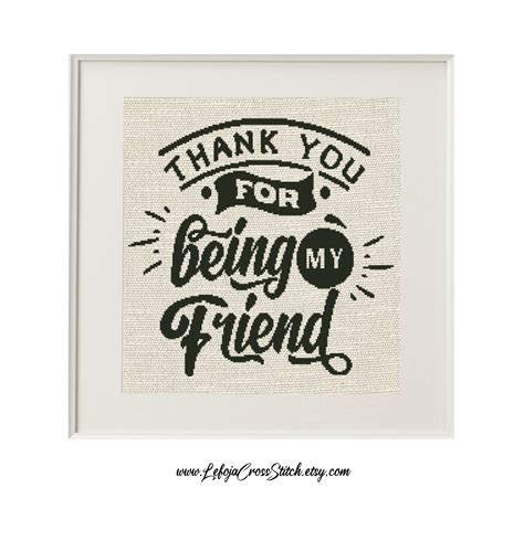 Thank You for Being My Friend Typography Cross Stitch - Etsy