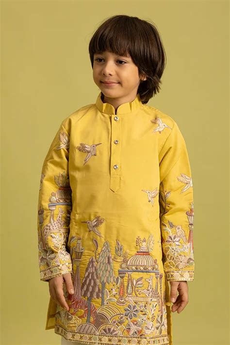Vantara Style Yellow Kids Kurta Pajama Outfit – TULIP DESIGNER