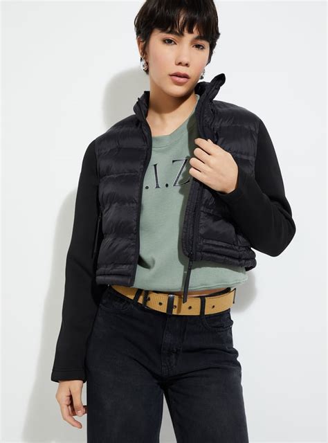 Buy URB_N Women Puffer Jacket with Scuba Sleeves Online at just Rs ...