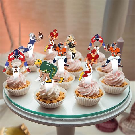 Buy 36 PCS Football Cupcake Topper Rugby Ball Cake Topper Colorful ...