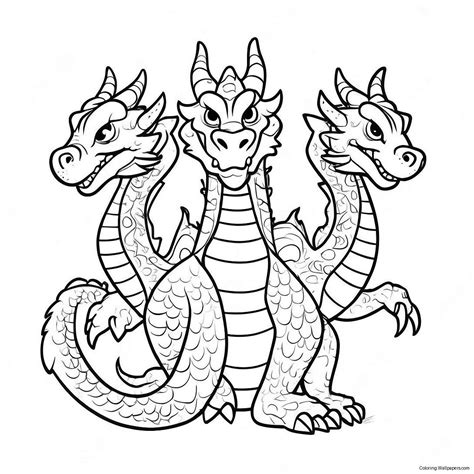 Three Headed Dragon Coloring Page (36463-28835)