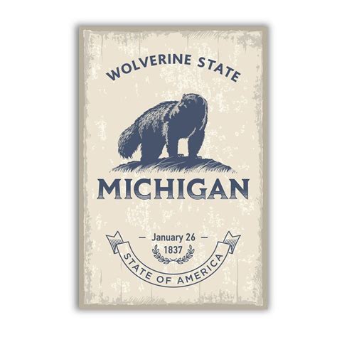 Michigan State Symbol Poster Michigan State Poster Print - Etsy