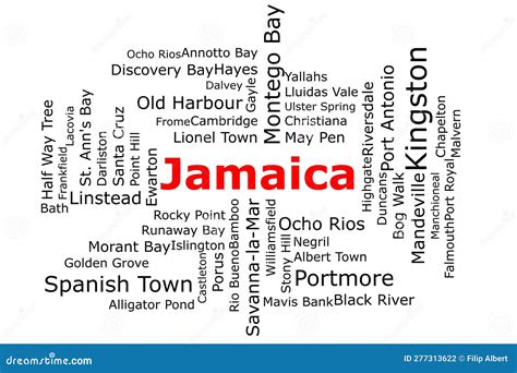 Tagcloud of the Most Populous Cities in Jamaica Stock Illustration ...