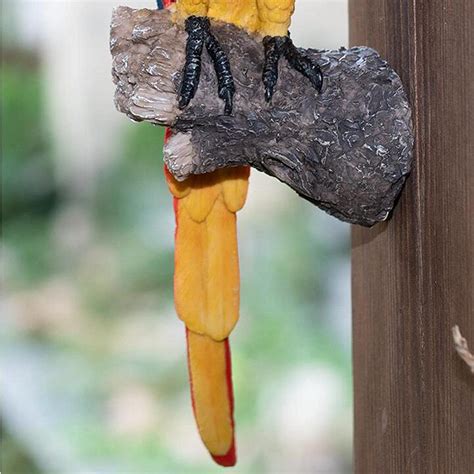 Buy MSiwach Simulation Resin Garden Red Parrot Statue Backyard Bird ...
