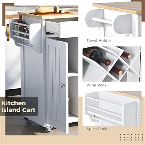 Kitchen Island Cart with Locking Wheels, 48 Rolling | Ubuy India