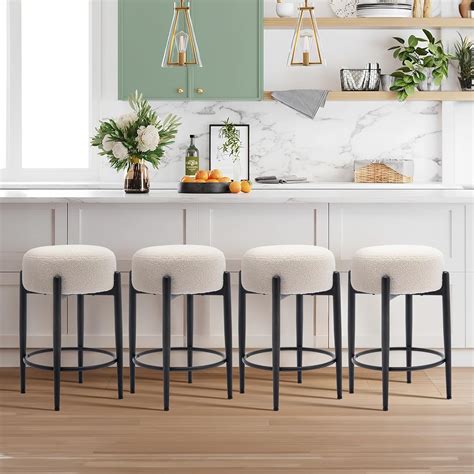 Amazon.com: COLAMY Modern Bar Stools Set of 4, 24" Sherpa Counter ...