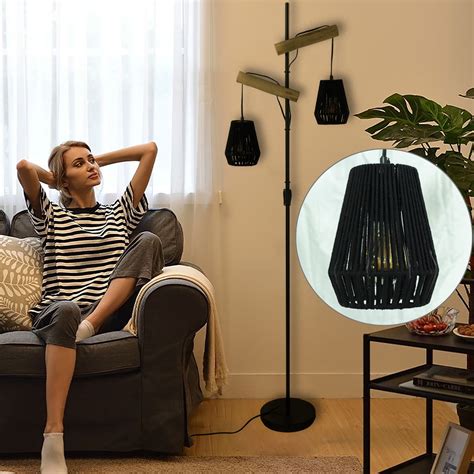 Farmhouse Standing Wood Lamps Rustic Country Cottage Floor Lamp Tree ...