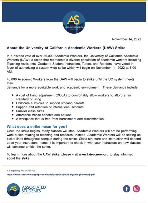 Email just received from UCSD AS re: UAW Strike : r/UCSD