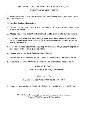 Fillable Online PIEDMONT TRIAD AMBULANCE & RESCUE, INC. Fax Email Print ...