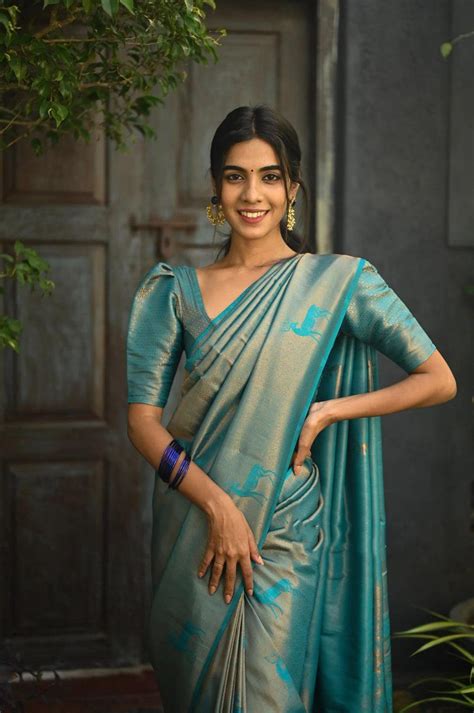 Beautiful Sky Blue Jacquard Work Silk Saree – Ibis Fab
