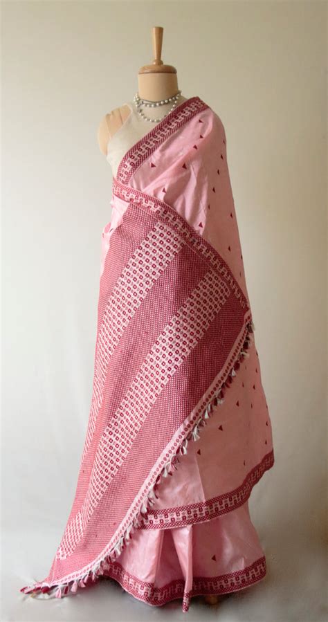 Rose Pink Handloom Mulberry Silk Saree from Assam – korobidesign