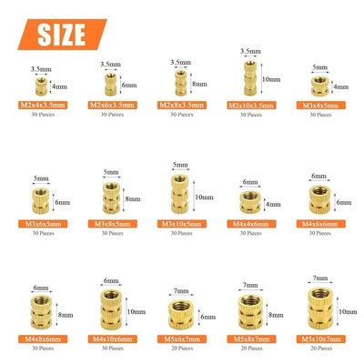 HELIFOUNER 420 PCS M2 M3 M4 M5 Female Thread Knurled Nuts Brass India ...