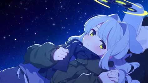 Hare Camping Starry Night Sky Blue Archive Live Wallpaper - MoeWalls