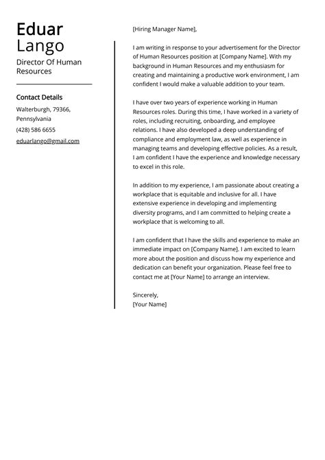 Director Of Human Resources Cover Letter Example (Free Guide)