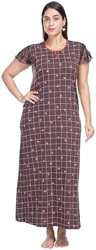 Buy 9shines Label Hosiery Cotton Nighty Nightdress with Fancy Sleeves ...