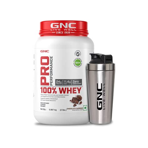 Buy GNC Pro Performance 100% Whey Protein Powder & Steel Shaker ...