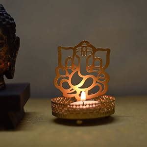 Buy Heaven Decor Metal Divine Shadow Ganesh Tealight Candle Holder ...