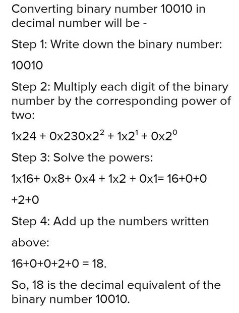 Convert the following binary numbers in to decimal numbers 10010 With ...