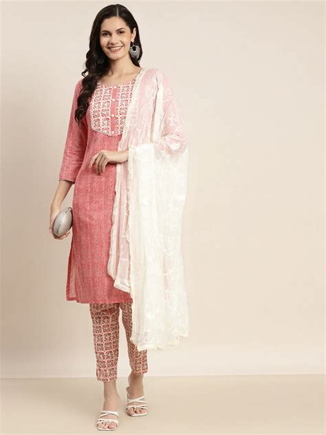 Printed Gotta Patti Kurta with Trousers & Dupatta ( JOKS D36W 1470 Red ...