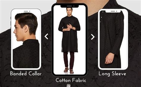 Buy Royal Kurta Mens Chikan Embroidered Cotton Kurta Black at Amazon.in