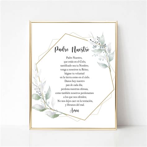 Padre Nuestro, Spanish the Lord's Prayer , Oración Del Padre Nuestro ...