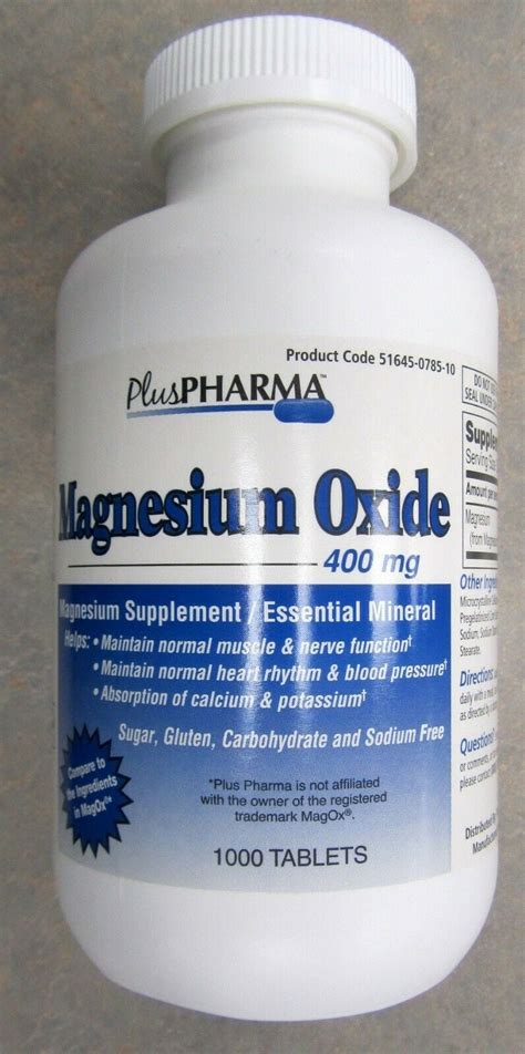 400mg Magnesium Oxide Tablets, 1000 Count - Plus Nepal | Ubuy