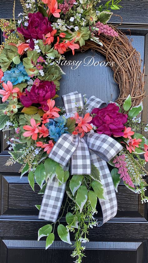 Spring And Summer Wreaths, Door Wreath, Peonies Wreath, Wreath For ...