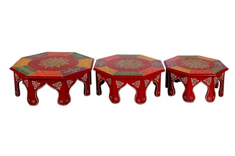 Wooden Palm Multi-Purpose Wooden Bajot Set for Home Decor, Multicolour ...