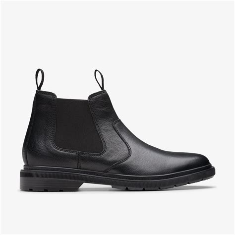 Mens Burchill Up Black Leather Chelsea Boots | Clarks