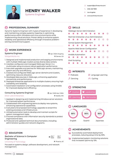 10+ Systems Engineer Resume Samples & Templates for 2025