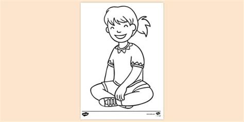 Lovely Child Sitting Colouring Sheet | Colouring Sheets