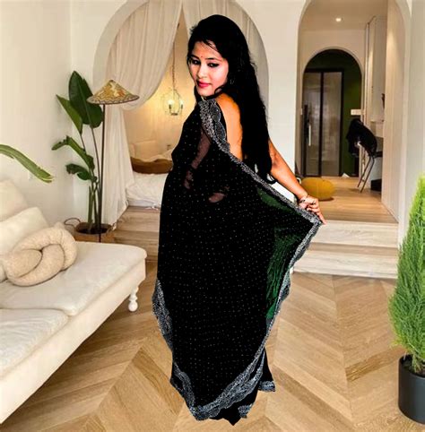 S4s Black Karishma Siroski Stones Lace Georgette Party Wear Saree