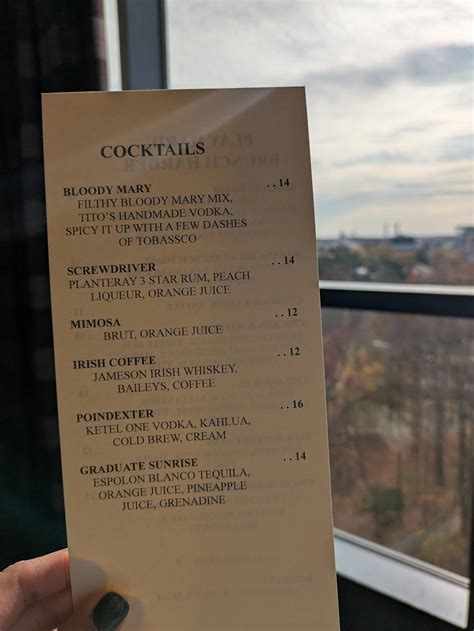 Menu at Graduate Rock Bar, East Lansing