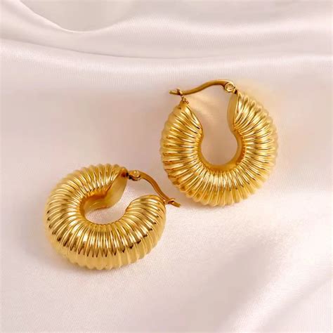 Salve Chunky Gold Coil Hoop Earrings