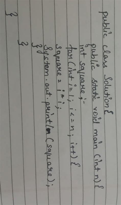 WAP to return sum of squares of numbers in given range (1-n).public ...