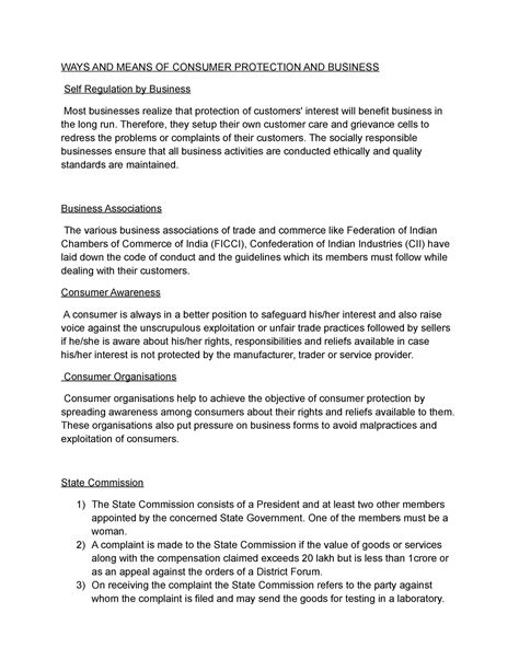 WAYS AND Means OF Consumer Protection - WAYS AND MEANS OF CONSUMER ...
