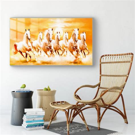 Seven Horses Wall Painting Glass Painting – Flair Glass